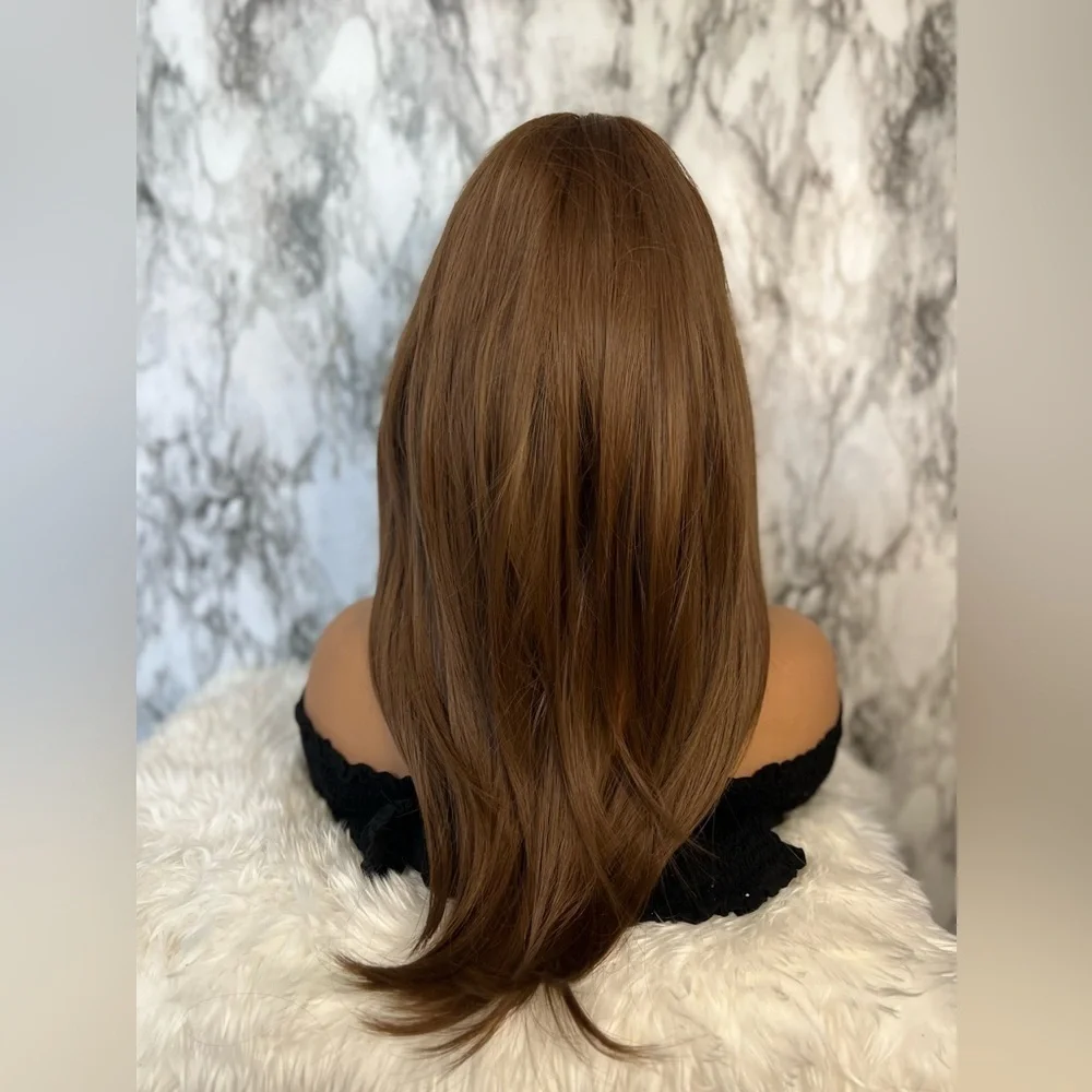 Chesnut Brown Layered  wig with Bangs 22”